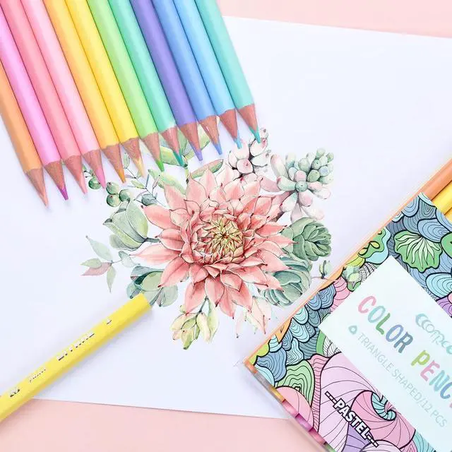 Alt view image 2 of 7 - Pastel Macaron Colored Pencils, Back to School Supplies, 12 Count | Pastel Coloring for Adults and Kids, Art Supplies for School, Drawing, Shading, Pre-Sharpened, Soft Core, Triangular Grip