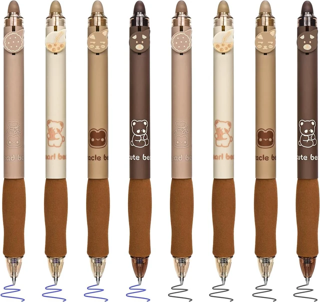 Main image of 8Pcs Cute Erasable Pens, Blue & Black Ink Pen with Eraser (Coffee) | Smooth Writing Erasable Gel Pens Comfortable to Use for Note Taking Marking Planner Crossword Puzzles