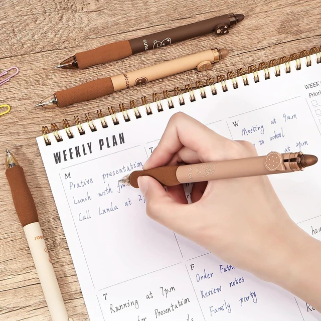 Alt view image 4 of 7 - 8Pcs Cute Erasable Pens, Blue & Black Ink Pen with Eraser (Coffee) | Smooth Writing Erasable Gel Pens Comfortable to Use for Note Taking Marking Planner Crossword Puzzles