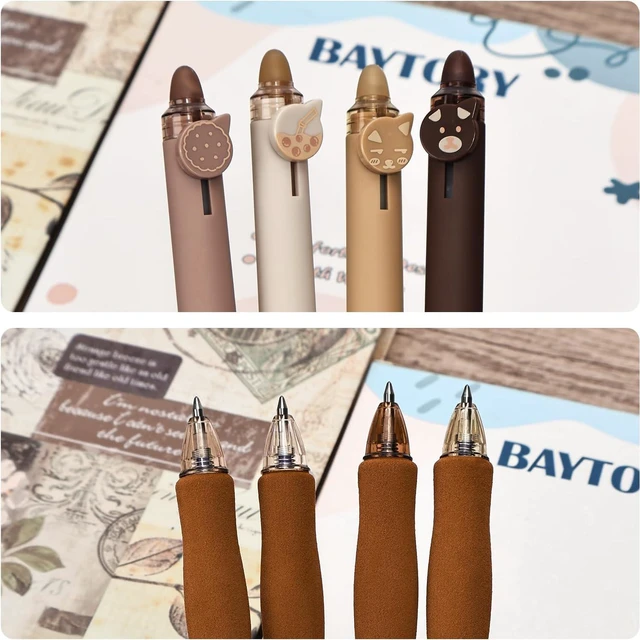 Alt view image 6 of 7 - 8Pcs Cute Erasable Pens, Blue & Black Ink Pen with Eraser (Coffee) | Smooth Writing Erasable Gel Pens Comfortable to Use for Note Taking Marking Planner Crossword Puzzles