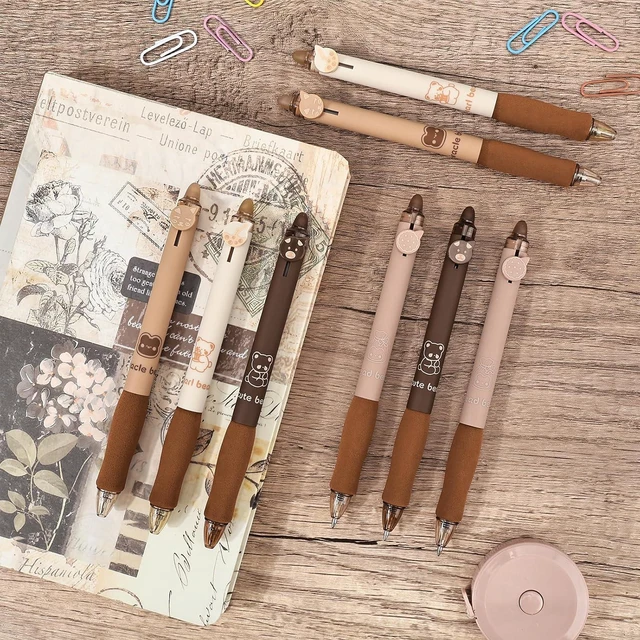 Alt view image 7 of 7 - 8Pcs Cute Erasable Pens, Blue & Black Ink Pen with Eraser (Coffee) | Smooth Writing Erasable Gel Pens Comfortable to Use for Note Taking Marking Planner Crossword Puzzles