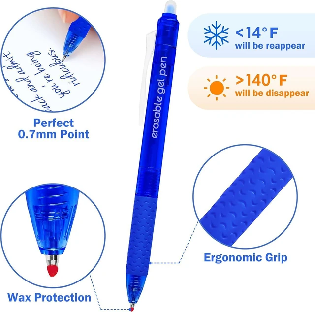 Alt view image 3 of 7 - Erasable Gel Pens, Refillable & Retractable Gel Ink Pens, Fine Point 0.7 mm, Pack of 12, Assorted Colors for Daily Writing, Drawing, Note Taking, Pens Bulk for School, Office, Home Supply