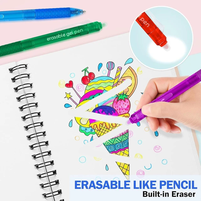 Alt view image 4 of 7 - Erasable Gel Pens, Refillable & Retractable Gel Ink Pens, Fine Point 0.7 mm, Pack of 12, Assorted Colors for Daily Writing, Drawing, Note Taking, Pens Bulk for School, Office, Home Supply