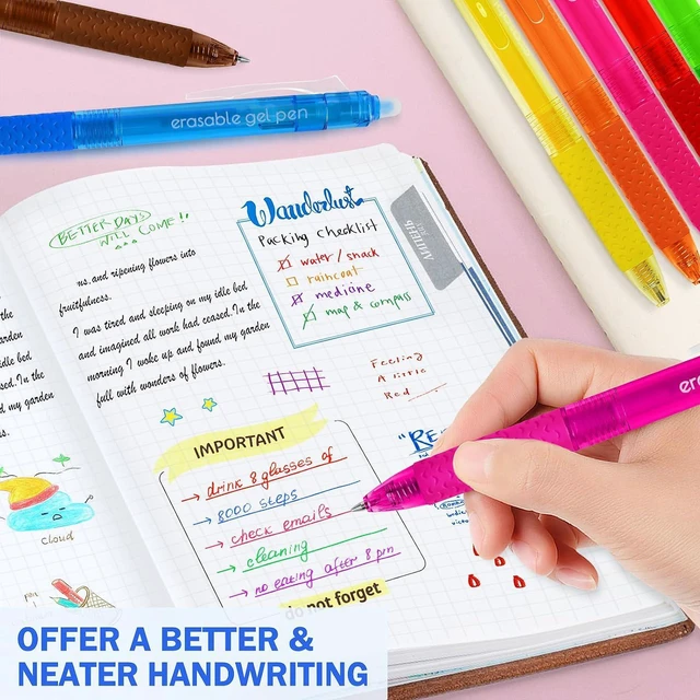 Alt view image 6 of 7 - Erasable Gel Pens, Refillable & Retractable Gel Ink Pens, Fine Point 0.7 mm, Pack of 12, Assorted Colors for Daily Writing, Drawing, Note Taking, Pens Bulk for School, Office, Home Supply