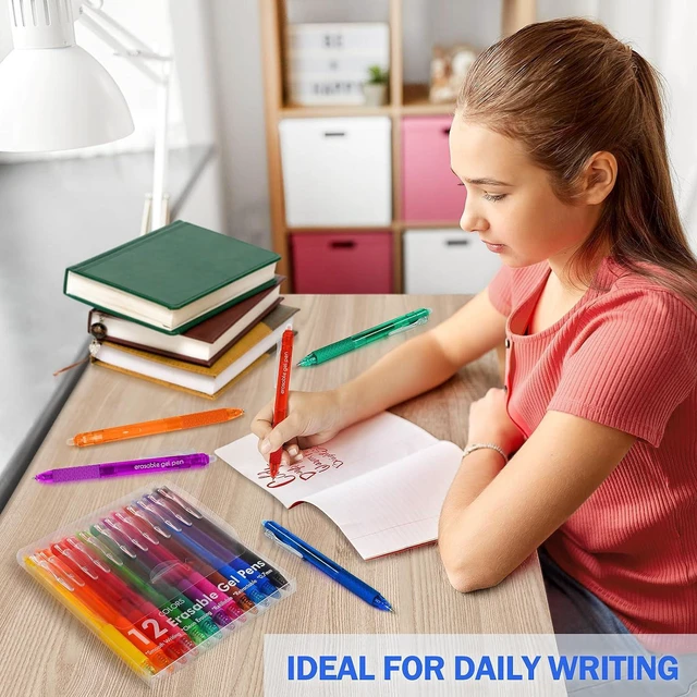 Alt view image 7 of 7 - Erasable Gel Pens, Refillable & Retractable Gel Ink Pens, Fine Point 0.7 mm, Pack of 12, Assorted Colors for Daily Writing, Drawing, Note Taking, Pens Bulk for School, Office, Home Supply