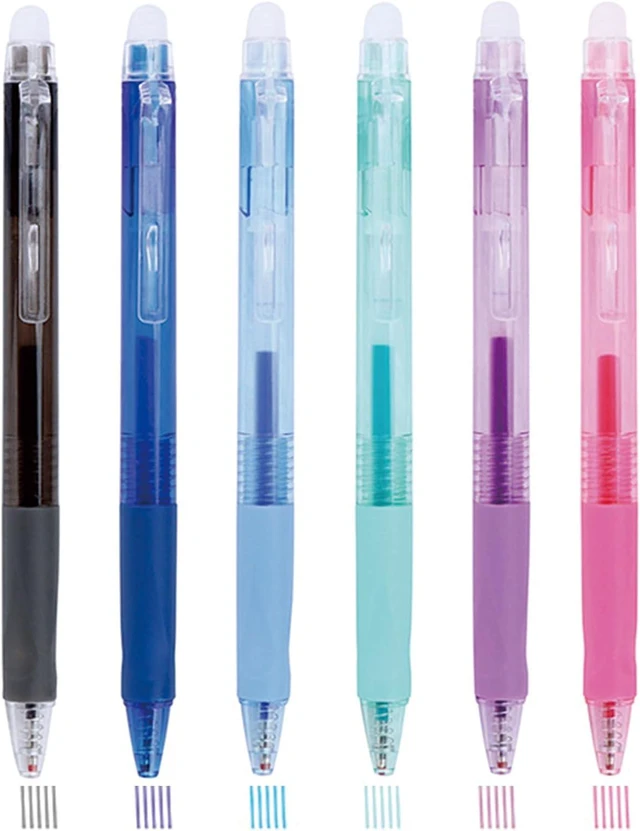 Main image of 6 Pcs Erasable Colored Pens Erasable Retractable Colored Pens Colored Gel Pens 0.5mm Point Pen Cute Erasable Pens Office School Pens Women Girls Men Boys Pens (6Pcs Colored)