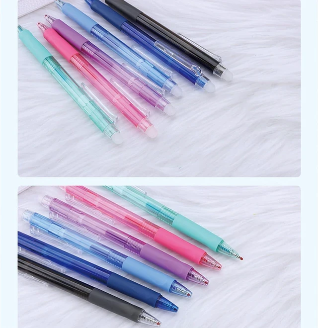 Alt view image 6 of 6 - 6 Pcs Erasable Colored Pens Erasable Retractable Colored Pens Colored Gel Pens 0.5mm Point Pen Cute Erasable Pens Office School Pens Women Girls Men Boys Pens (6Pcs Colored)