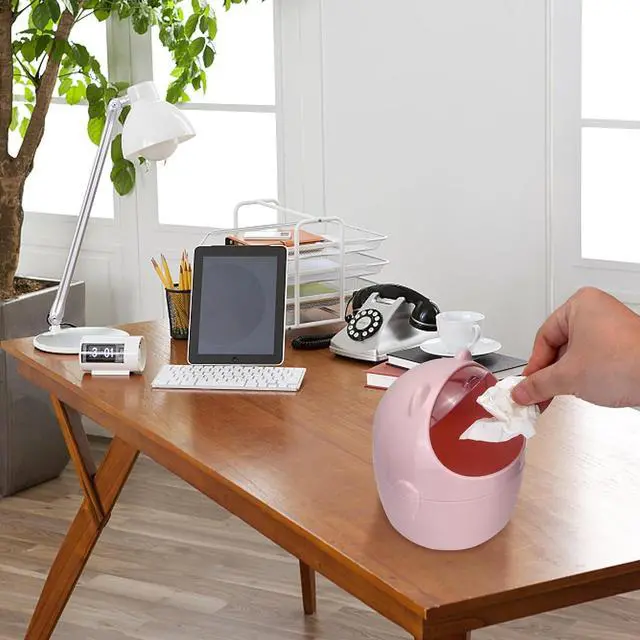 Alt view image 7 of 7 - Mini Trash Can with Lid, Cute Small Desktop Waste Bin with 90 Garbage Bags | Wastebasket with Stickers, Plastic Rubbish Storage Dustbin for Office Bedroom Kitchen, Pink