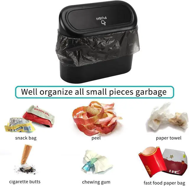 Alt view image 6 of 7 - Car Trash Can with Lid, Mini Auto Dustbin Garbage Organizer with 30 Pcs Plastic Trash Bag, Automotive Garbage Container Bin for Vehicle, Home, Office