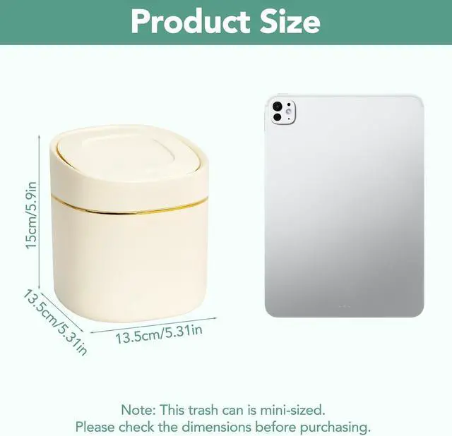 Alt view image 2 of 7 - 1 Pcs Mini Desktop Trash Can with Lid with 90 Trash Bags, Press-Type Garbage Can, Small Countertop Plastic Wastebasket for Vanity, Bedroom, Bathroom, Kitchen, Desk (White)