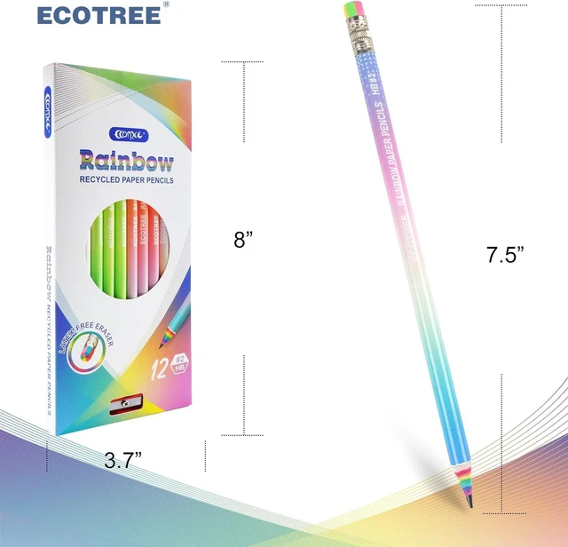 Alt view image 7 of 7 - Pre-Sharpened Rainbow Pencils #2, Back to School Supplies, 12 Count | Cute Number 2 Pencils for Kids Students, Latex-Free Eraser, Eco Recycled Paper, Smooth Writing, Drawing, Fun Classroom Gifts