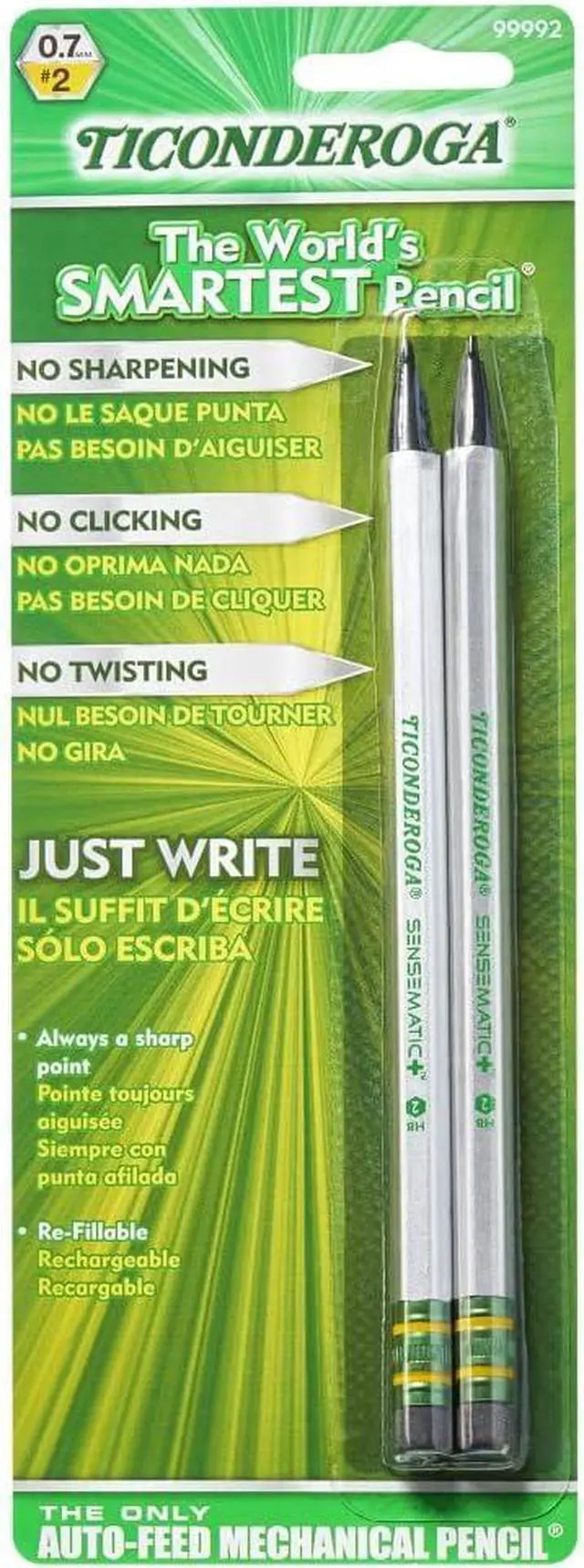 Main image of Sensematic Mechanical Pencil, 0.7mm Lead, Silver, 2 Count