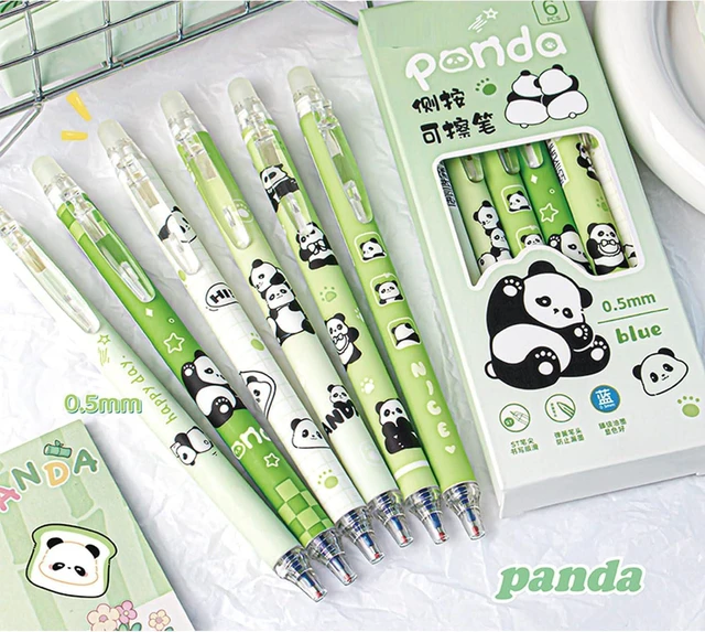Alt view image 2 of 7 - 6 Pcs Cute Erasable Retractable Pens Erasable Gel Ink Pens Cartoon Panda Pen 0.5mm Blue Ink Pen Cartoon Writing Pen Office School Supplies Women Girls Boys(Blue Ink-Panda)