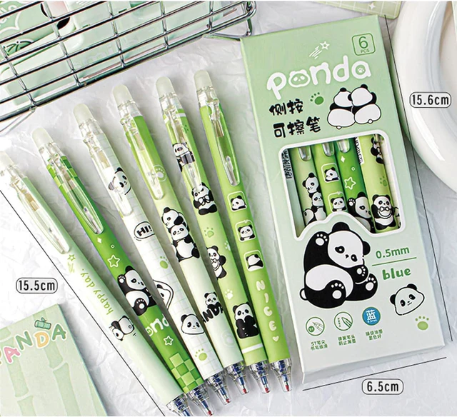 Alt view image 7 of 7 - 6 Pcs Cute Erasable Retractable Pens Erasable Gel Ink Pens Cartoon Panda Pen 0.5mm Blue Ink Pen Cartoon Writing Pen Office School Supplies Women Girls Boys(Blue Ink-Panda)