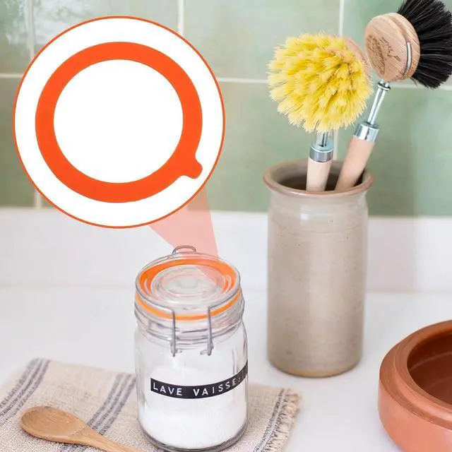 Alt view image 5 of 6 - 12Pcs Seals Rings For Glass Jars,Silicone Gasket Replacement,Rubber Seal For Mason Jar Lids,Canning Silicone Fitting Seals For Glass Clip Top Jars(4.44in,White+Orange)