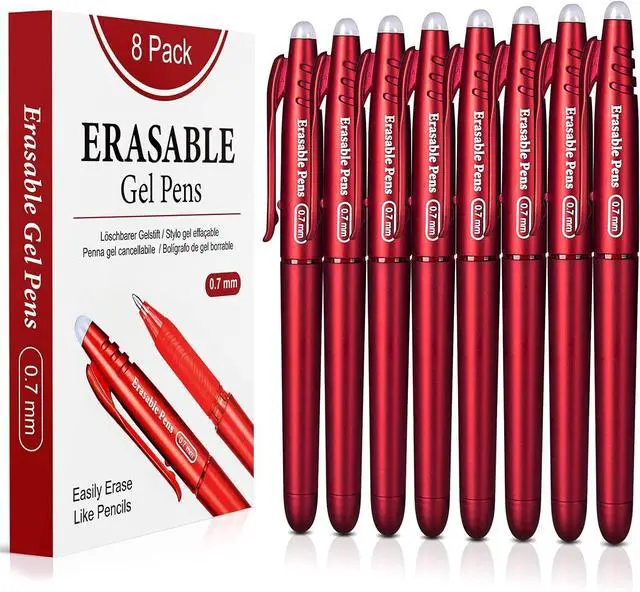 Main image of Erasable Gel Pens 0.7mm, Red Heat Erasable Fine Point Ballpoint Pens, Make Mistakes Disappear, Gel Ink Pens with Eraser for Drawing Writing Planner Journaling Crossword Puzzles School Supplies