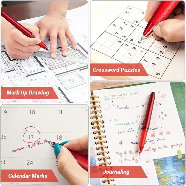 Alt view image 5 of 7 - Erasable Gel Pens 0.7mm, Red Heat Erasable Fine Point Ballpoint Pens, Make Mistakes Disappear, Gel Ink Pens with Eraser for Drawing Writing Planner Journaling Crossword Puzzles School Supplies
