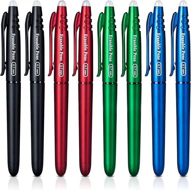 Main image of Erasable Gel Pens 0.7mm, Heat Erasable Fine Point Ballpoint Pens, Make Mistakes Disappear, Gel Ink Pens with Eraser for Drawing Writing Planner Journaling (Red, Blue, Black, Green)