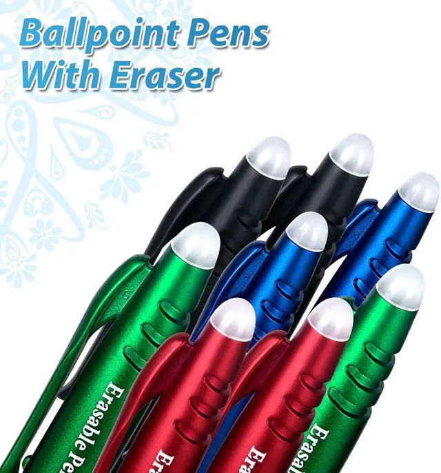 Alt view image 2 of 7 - Erasable Gel Pens 0.7mm, Heat Erasable Fine Point Ballpoint Pens, Make Mistakes Disappear, Gel Ink Pens with Eraser for Drawing Writing Planner Journaling (Red, Blue, Black, Green)