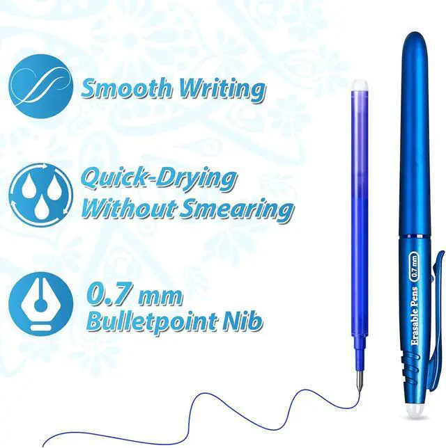 Alt view image 4 of 7 - Erasable Gel Pens 0.7mm, Heat Erasable Fine Point Ballpoint Pens, Make Mistakes Disappear, Gel Ink Pens with Eraser for Drawing Writing Planner Journaling (Red, Blue, Black, Green)