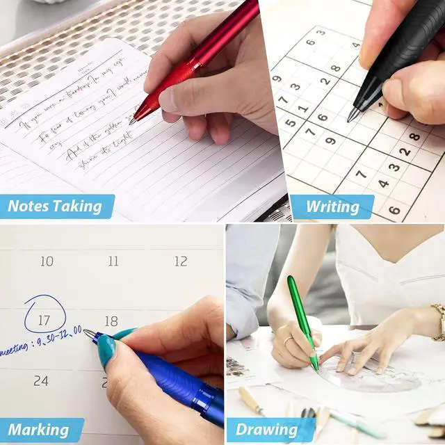 Alt view image 6 of 7 - Erasable Gel Pens 0.7mm, Heat Erasable Fine Point Ballpoint Pens, Make Mistakes Disappear, Gel Ink Pens with Eraser for Drawing Writing Planner Journaling (Red, Blue, Black, Green)