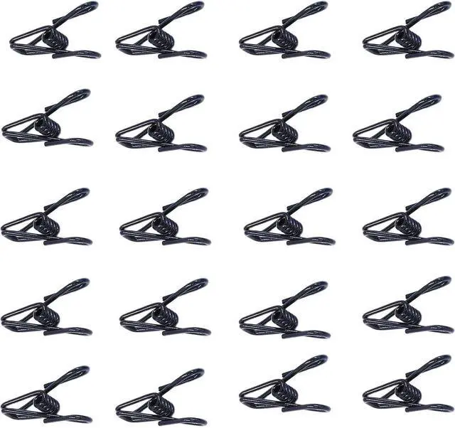 Main image of 20 Pcs Black Clips, 2 Inch PVC Coating High Elasticity Strength Anti-Rust Steel Chip Bag Clips, Clothes Pins (Black)