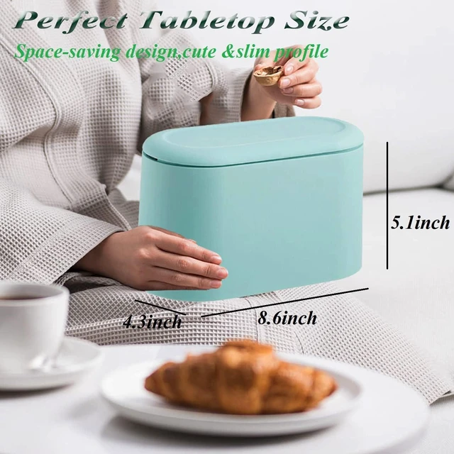 Alt view image 7 of 7 - Mini Trash Can with Lid - Removable Small Garbage Can, Tiny Plastic Trash Bin, Pop Up Countertop Wastebasket, Counter Garbage Lint Bin for Bathroom,Office,Kitchen,Desk,Coffee Table(Sky Blue)