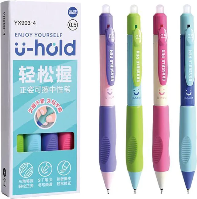 Main image of 4 Pcs Erasable Gel Ink Pens Cute Retractable Erasable Pens 0.5mm Black Ink Pen Office School Pen Cute Aesthetic Pen Women Girls Pens Boys Men (Style 3-Black Ink)