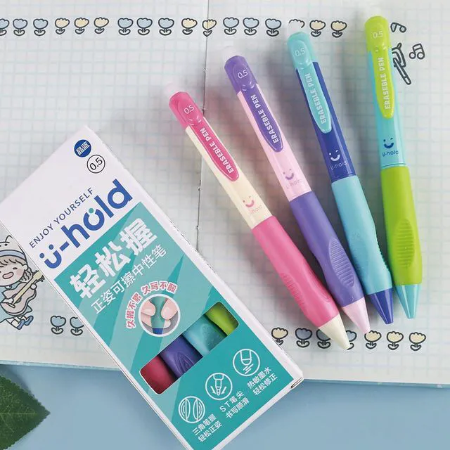 Alt view image 3 of 7 - 4 Pcs Erasable Gel Ink Pens Cute Retractable Erasable Pens 0.5mm Black Ink Pen Office School Pen Cute Aesthetic Pen Women Girls Pens Boys Men (Style 3-Black Ink)