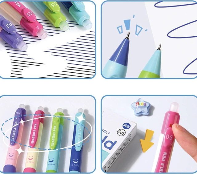 Alt view image 6 of 7 - 4 Pcs Erasable Gel Ink Pens Cute Retractable Erasable Pens 0.5mm Black Ink Pen Office School Pen Cute Aesthetic Pen Women Girls Pens Boys Men (Style 3-Black Ink)