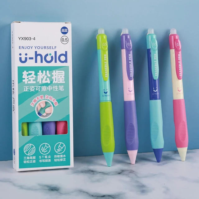 Alt view image 7 of 7 - 4 Pcs Erasable Gel Ink Pens Cute Retractable Erasable Pens 0.5mm Black Ink Pen Office School Pen Cute Aesthetic Pen Women Girls Pens Boys Men (Style 3-Black Ink)