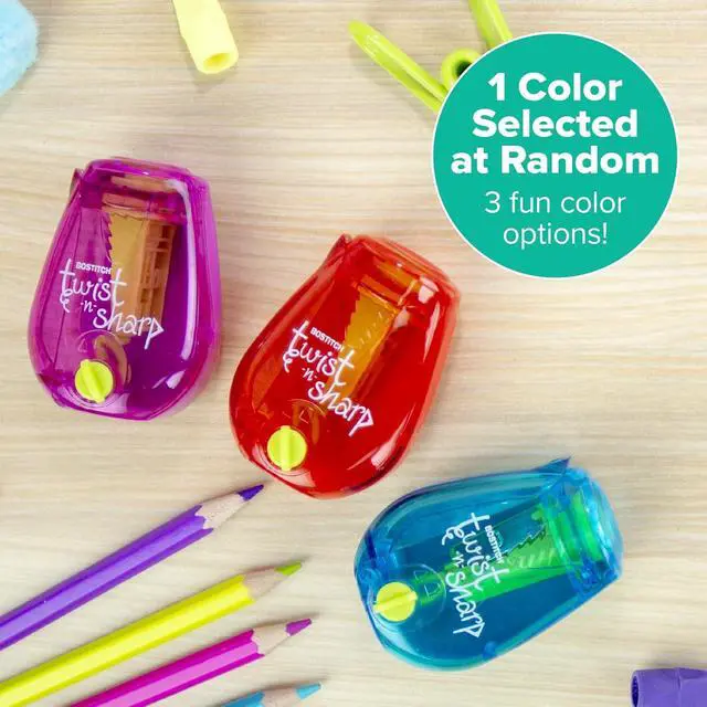 Alt view image 2 of 7 - Office Pencil Sharpener, Manual, One Assorted Color, Twist-n-Sharp, Kids, Boys, Girls, Colored Pencils, 1 Pack | 1 Assorted Color, Adjustable for fine point or blunt tip. Easy to use, twist instead of