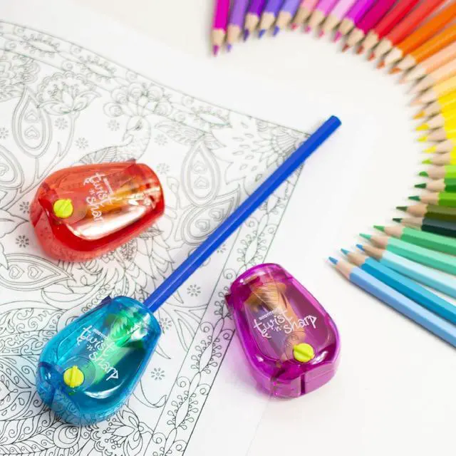 Alt view image 7 of 7 - Office Pencil Sharpener, Manual, One Assorted Color, Twist-n-Sharp, Kids, Boys, Girls, Colored Pencils, 1 Pack | 1 Assorted Color, Adjustable for fine point or blunt tip. Easy to use, twist instead of