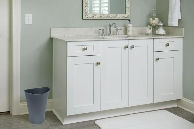 Alt view image 5 of 5 - Spa Works Vanity Wastebasket, Home/Bathroom/Office Use, Small 2.25 Gallon, Plastic, Gunmetal Blue, Home/Kitchen/Garage/Apartment/Office