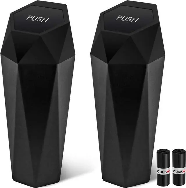 Main image of Car Trash Can with Lid, Leakproof, 30 Trash Bags, Black, 2 Pack | Small Garbage Can for Car, Car Accessories for Interior, Multipurpose Organizers and Storage Solutions for Home, Office