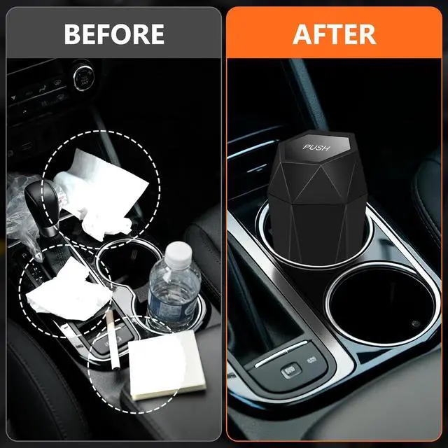 Alt view image 6 of 7 - Car Trash Can with Lid, Leakproof, 30 Trash Bags, Black, 2 Pack | Small Garbage Can for Car, Car Accessories for Interior, Multipurpose Organizers and Storage Solutions for Home, Office