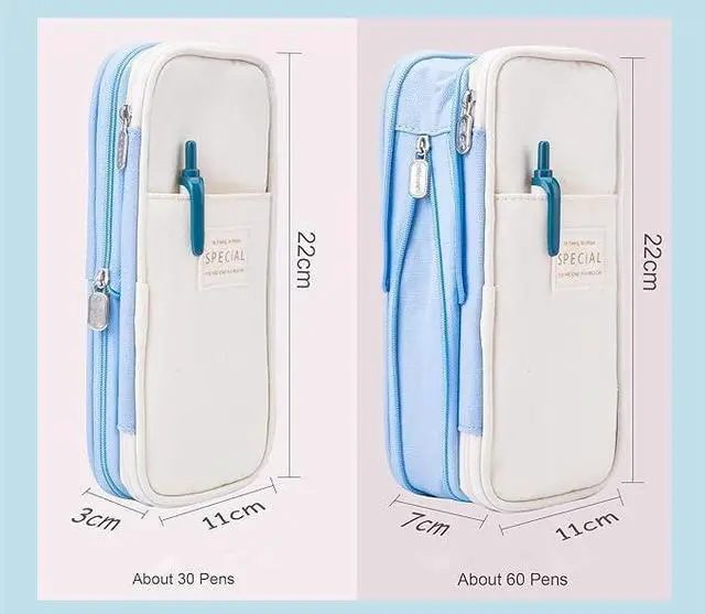 Alt view image 2 of 5 - Large Storage Pencil Case Pen Bag with Zipper Big Capacity Pouch Organizer for Office Travel Holder Box