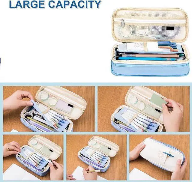 Alt view image 3 of 5 - Large Storage Pencil Case Pen Bag with Zipper Big Capacity Pouch Organizer for Office Travel Holder Box