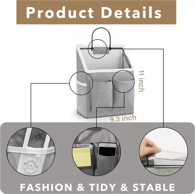 Alt view image 2 of 6 - 1pcs Wall Hanging Storage Bag, Wall Hanging Baskets for Organizing as Over the Door Organizer, Wall File Organizer, Rv Storage and Organization. For Bedroom, Office, Camper (Gray-Upgraded)