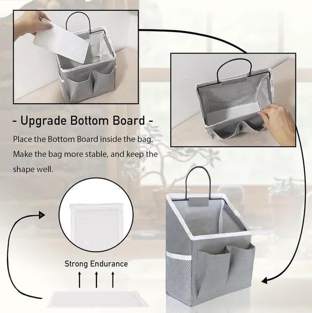 Alt view image 3 of 6 - 1pcs Wall Hanging Storage Bag, Wall Hanging Baskets for Organizing as Over the Door Organizer, Wall File Organizer, Rv Storage and Organization. For Bedroom, Office, Camper (Gray-Upgraded)