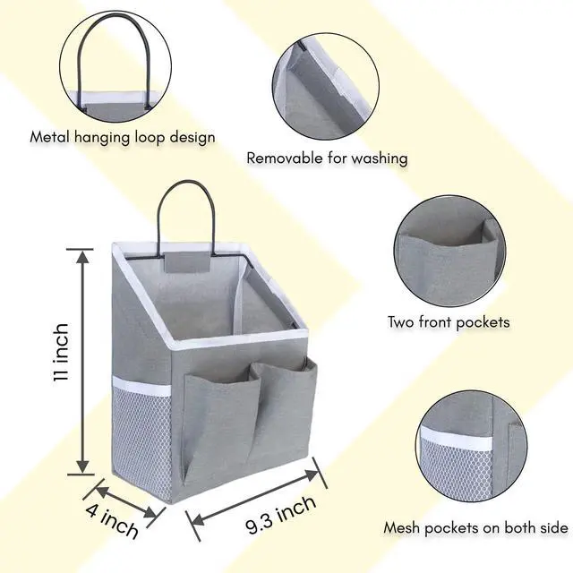Alt view image 5 of 6 - 1pcs Wall Hanging Storage Bag, Wall Hanging Baskets for Organizing as Over the Door Organizer, Wall File Organizer, Rv Storage and Organization. For Bedroom, Office, Camper (Gray-Upgraded)