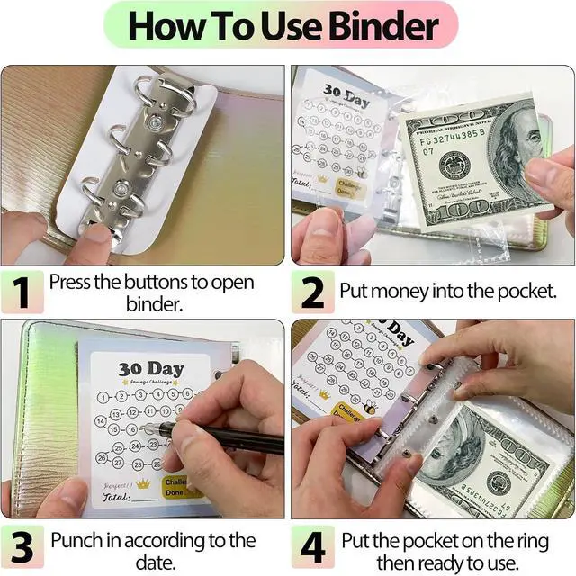 Alt view image 7 of 7 - Mini Money Challenge Binder, 30 Cash Envelopes & Budget Tracker, PU Leather | Beginner-Friendly, Portable & Durable, Waterproof & Tear-Resistant, Easy to Track Savings, Gift for Budget Lovers, Yellow