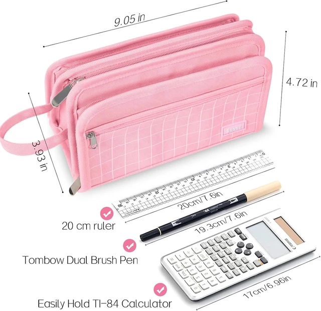 Alt view image 6 of 7 - Large Pencil Case, Pencil Pouch, Pencil Bag, Pencil Box, Pure Purple | Ample Storage, Durable Canvas, Smooth Zippers, Portable Handle, Cute Stationery Organizer, Makeup Bag, School Supplies, Girls