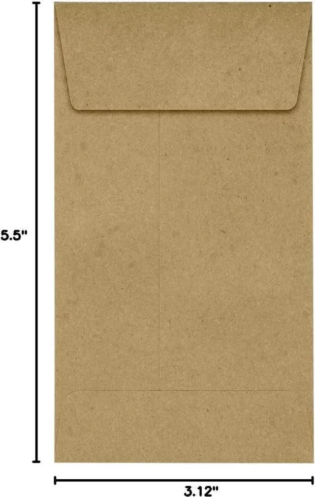 Alt view image 2 of 2 - 5 1/2 Coin Envelopes | Peel & Press | 3 1/8" x 5 1/2" | Grocery Bag Brown | 70lb. Text | 50 Qty
