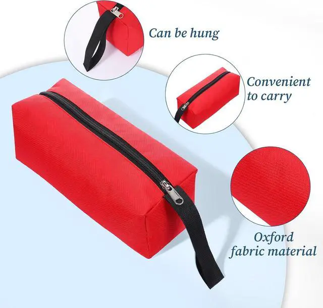 Alt view image 2 of 7 - Red Zipper Bag Pouch Small Tool Bag Pouch Small Red Canvas Bags Tool Pouches with Zipper Fabric Utility Tools Pouches for Screws Screwdrivers, Pliers, Storage Organizer