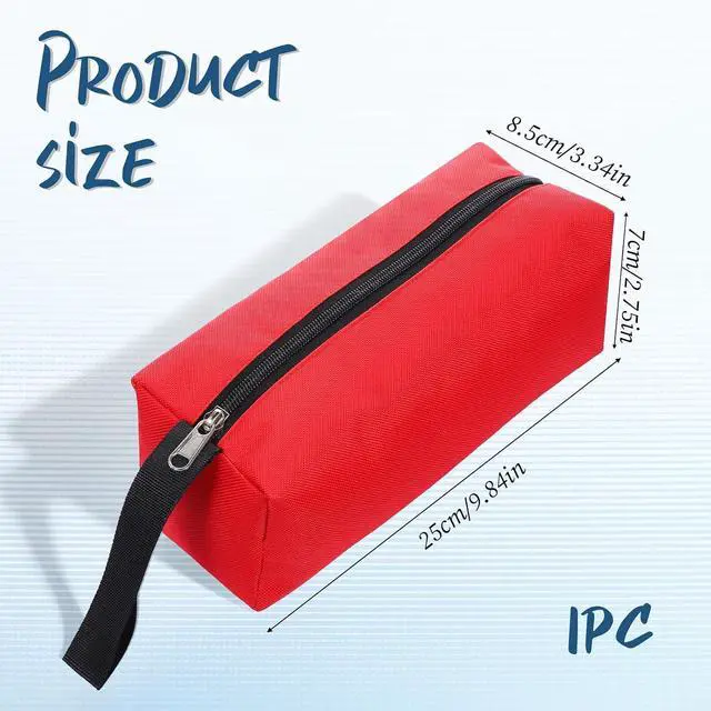 Alt view image 3 of 7 - Red Zipper Bag Pouch Small Tool Bag Pouch Small Red Canvas Bags Tool Pouches with Zipper Fabric Utility Tools Pouches for Screws Screwdrivers, Pliers, Storage Organizer
