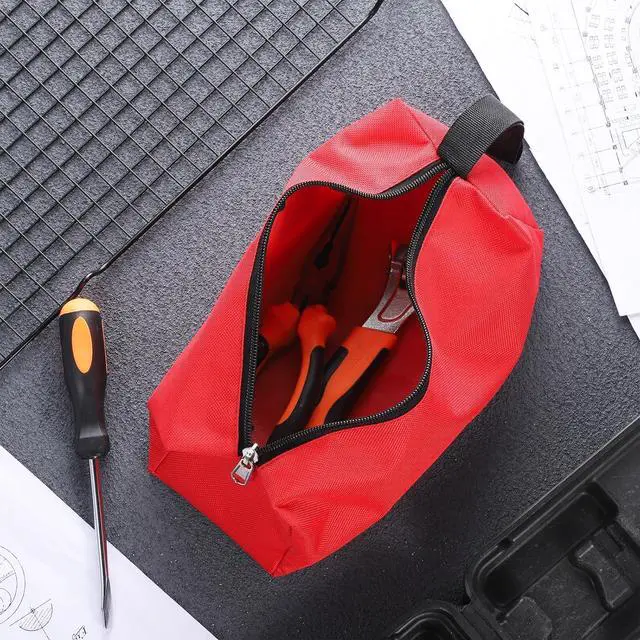 Alt view image 4 of 7 - Red Zipper Bag Pouch Small Tool Bag Pouch Small Red Canvas Bags Tool Pouches with Zipper Fabric Utility Tools Pouches for Screws Screwdrivers, Pliers, Storage Organizer