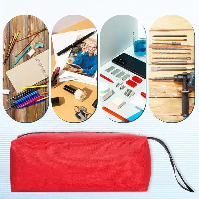 Alt view image 6 of 7 - Red Zipper Bag Pouch Small Tool Bag Pouch Small Red Canvas Bags Tool Pouches with Zipper Fabric Utility Tools Pouches for Screws Screwdrivers, Pliers, Storage Organizer
