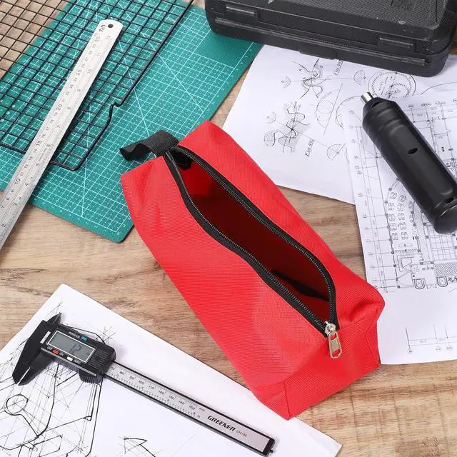 Alt view image 5 of 7 - Red Zipper Bag Pouch Small Tool Bag Pouch Small Red Canvas Bags Tool Pouches with Zipper Fabric Utility Tools Pouches for Screws Screwdrivers, Pliers, Storage Organizer