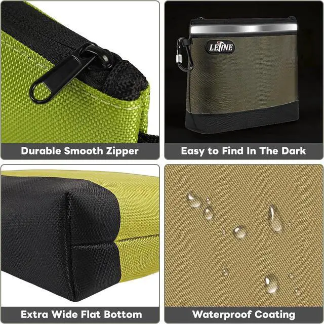 Alt view image 6 of 7 - Small Tool Bag Tool Pouches with Carabiners, 1680D Oxford Water Resistant Zipper Bag, Wide Flat Bottom Utility Bag Zipper Pouch for Storage and Organizer, 3-Pack Mini
